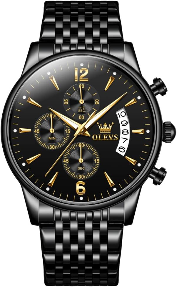 RELOJ DE PULSERA PARA HOMBRE OLEVS CRONÓGRAFO ACERO INOXIDABLE DORADO Y PLATEADO - 1