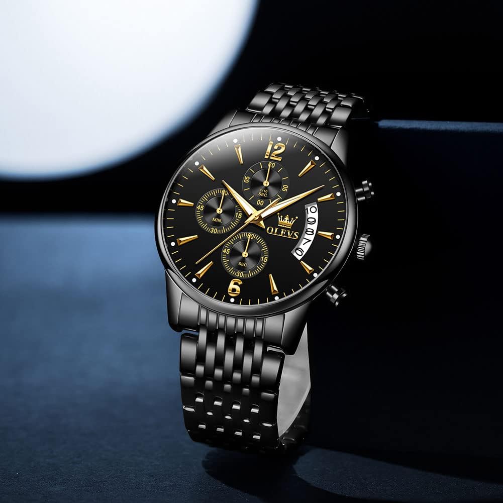 RELOJ DE PULSERA PARA HOMBRE OLEVS CRONÓGRAFO ACERO INOXIDABLE DORADO Y PLATEADO - 4