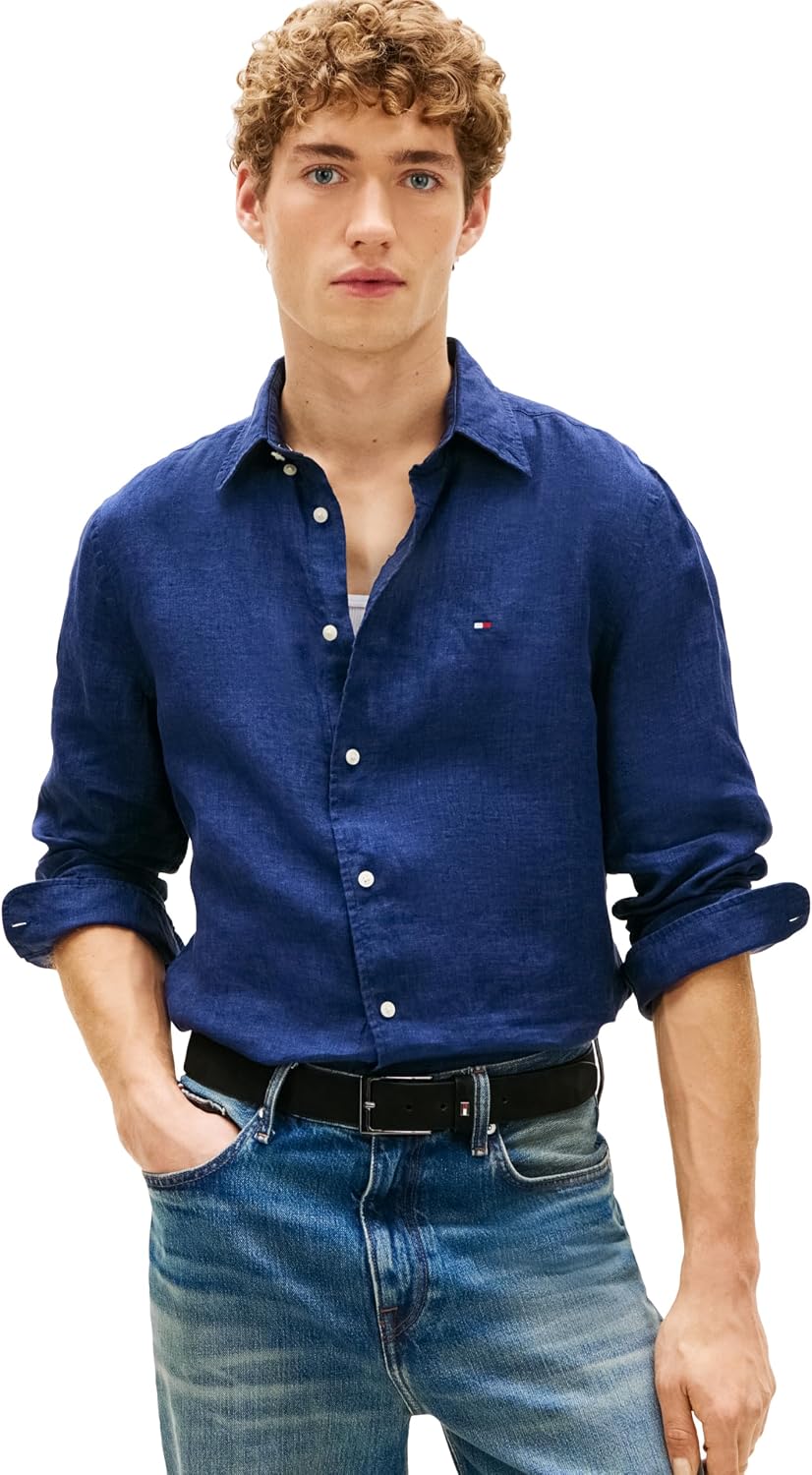 CAMISA DE LINO PARA HOMBRE TOMMY HILFIGER MANGA LARGA REGULAR FIT - 5
