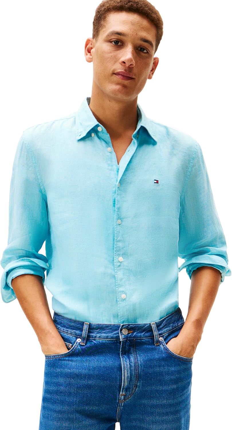 CAMISA DE LINO MANGA LARGA TOMMY HILFIGER PARA HOMBRE REGULAR FIT - 1
