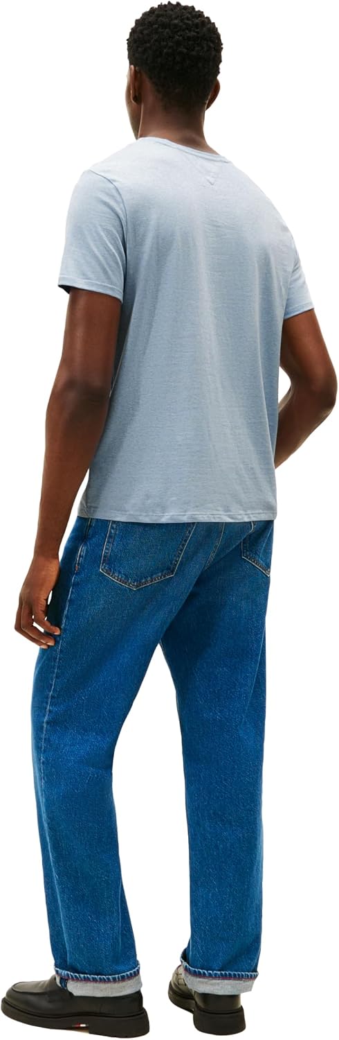 CAMISETA PARA HOMBRE TOMMY HILFIGER ESSENTIAL MANGA CORTA ALGODÓN CUELLO REDONDO CON BOLSILLO AZUL JASPEADO - 4