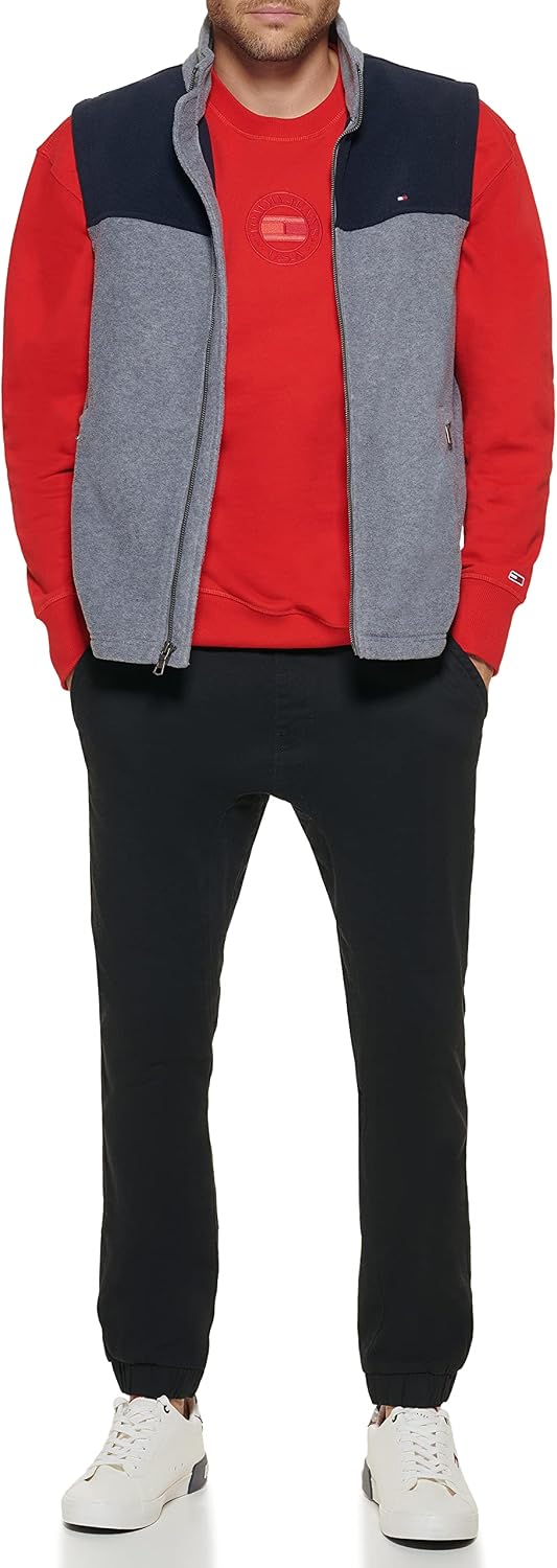 CHALECO DE FORRO POLAR LIGERO TOMMY HILFIGER PARA HOMBRE AZUL MARINO Y GRIS CLARO - 4