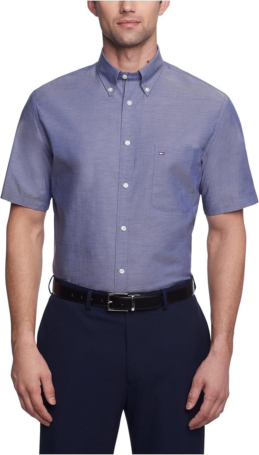 CAMISA DE VESTIR TOMMY HILFIGER PARA HOMBRE MANGA CORTA AZUL MARINO - 1