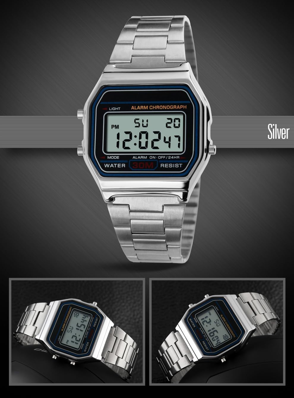 RELOJ DE PULSERA DIGITAL PARA HOMBRE PASOY ACERO DORADO - 4