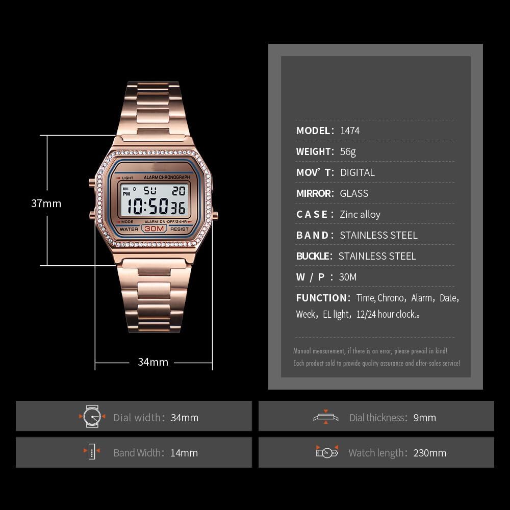 RELOJ DE PULSERA DIGITAL PARA HOMBRE PASOY ACERO DORADO - 5