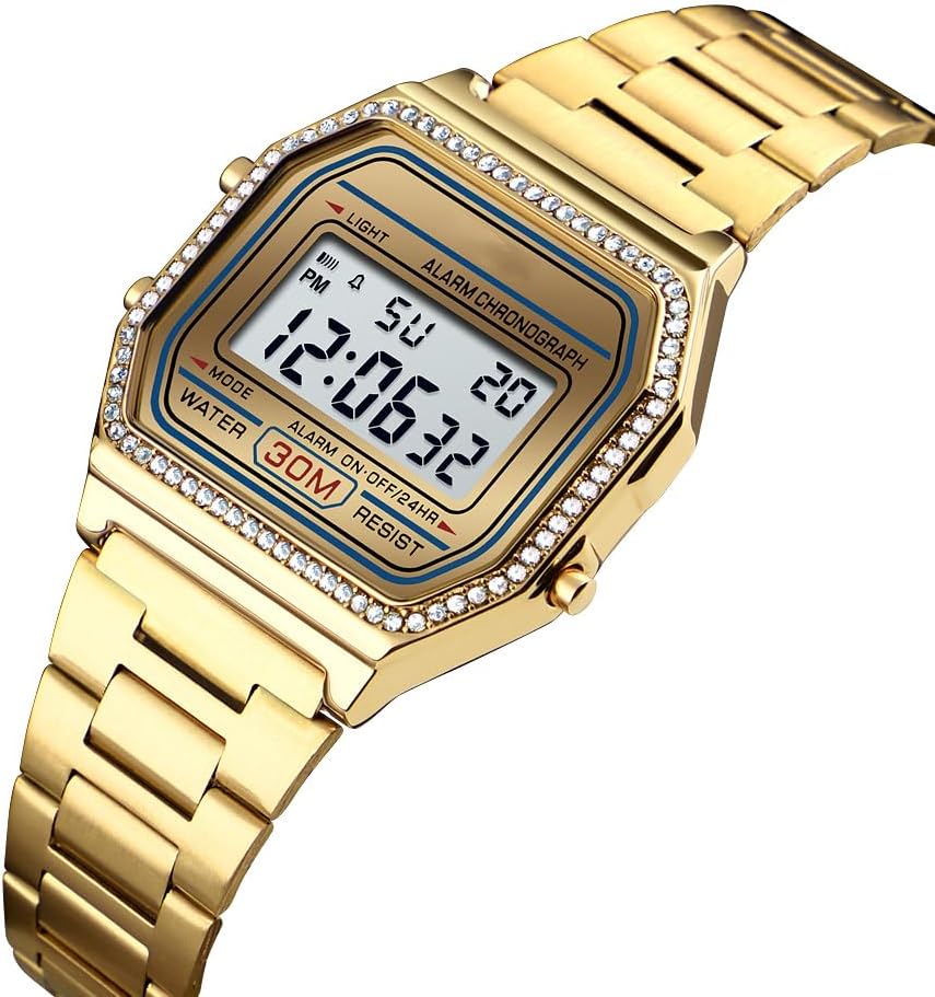 RELOJ DE PULSERA DIGITAL PARA HOMBRE PASOY ACERO DORADO - 3