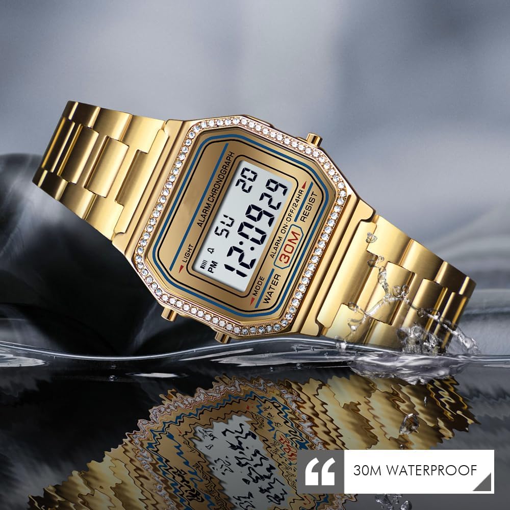RELOJ DE PULSERA DIGITAL PARA HOMBRE PASOY ACERO DORADO - 4