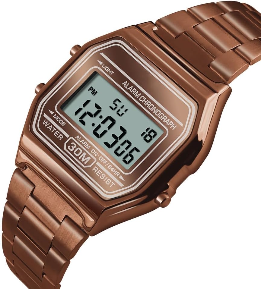 RELOJ DE PULSERA PASOY DIGITAL PARA HOMBRE ACERO DORADO - 2