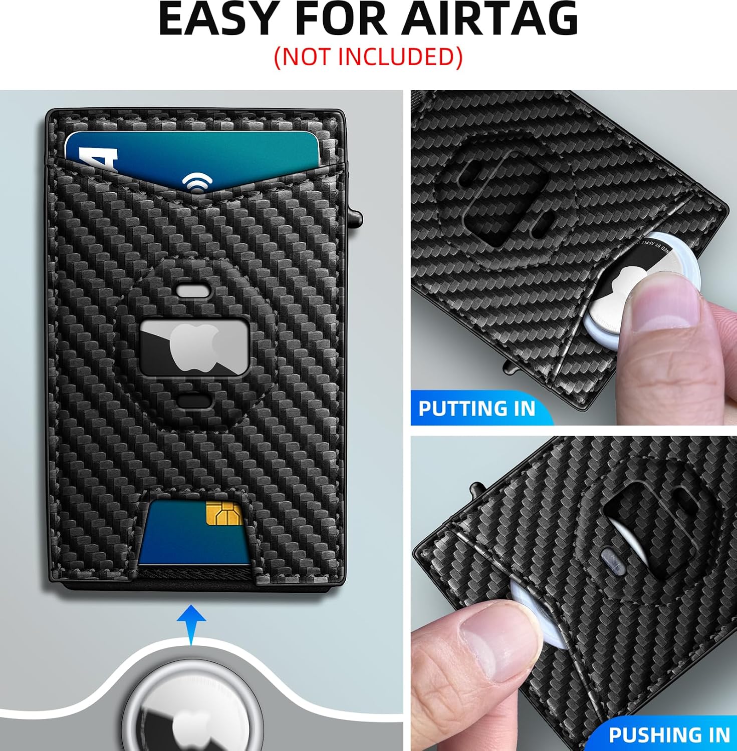 BILLETERA PARA HOMBRE MIYOZI AIRTAG CON CLIP PARA DINERO Y 9 TARJETAS CON VENTANA PARA ID Y BLOQUEO RFID - 4