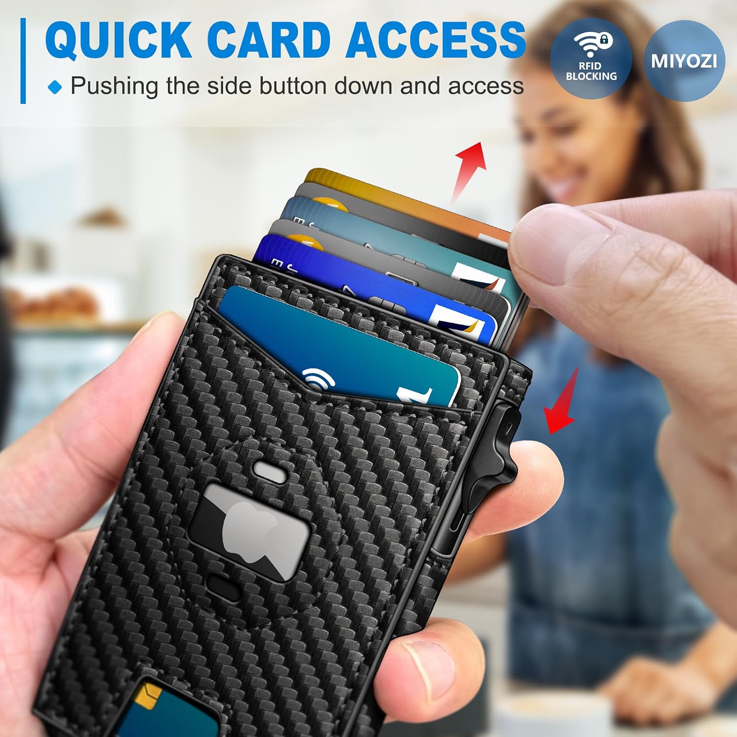 BILLETERA PARA HOMBRE MIYOZI AIRTAG CON CLIP PARA DINERO Y 9 TARJETAS CON VENTANA PARA ID Y BLOQUEO RFID - 5