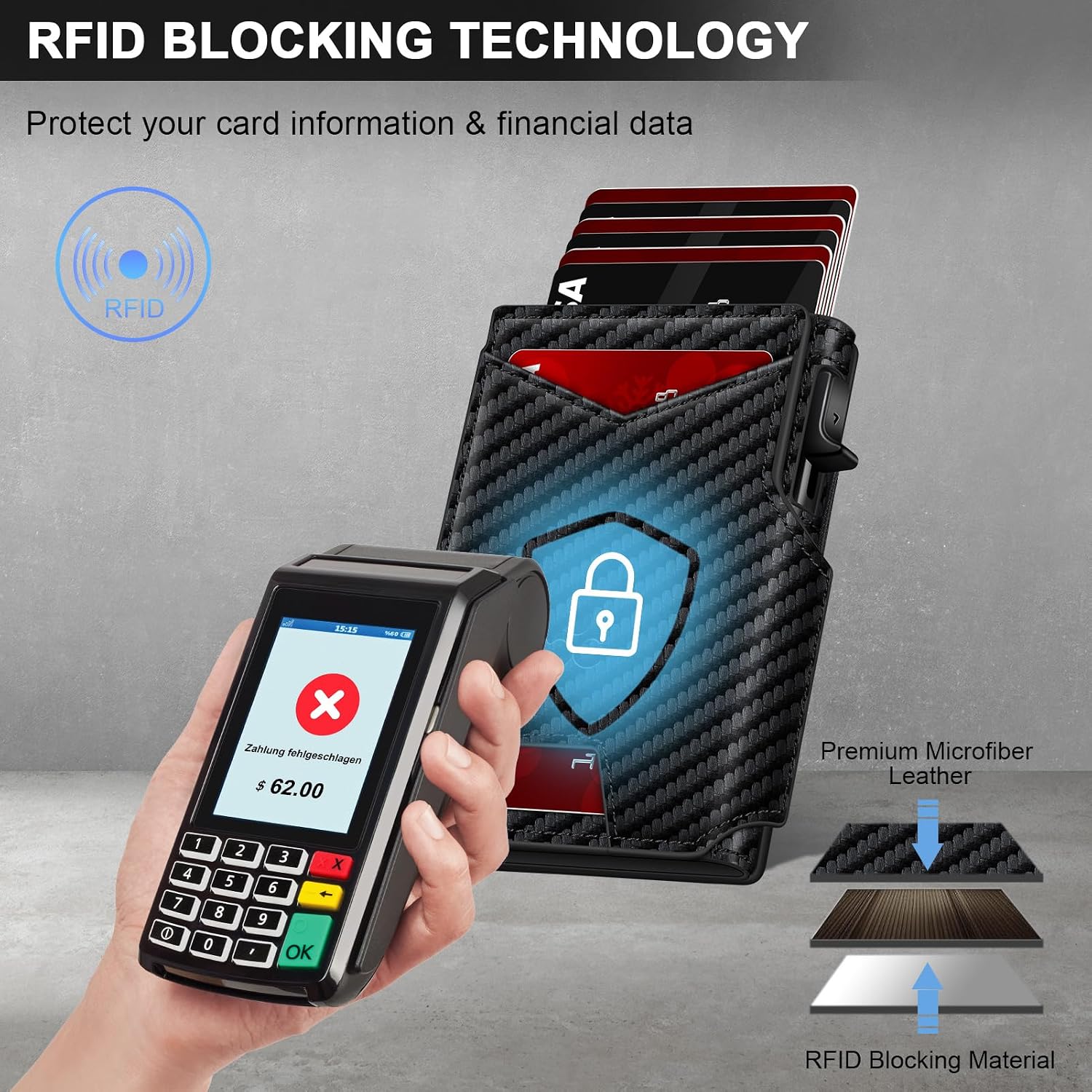 BILLETERA PARA HOMBRE SEMORID SLIM POP UP CON RFID Y VENTANA PARA ID - 2