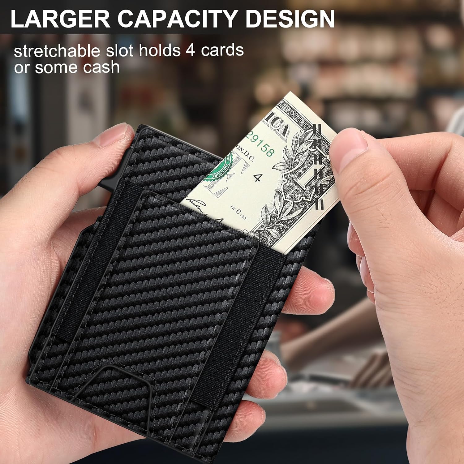 BILLETERA PARA HOMBRE SEMORID SLIM POP UP CON RFID Y VENTANA PARA ID - 4