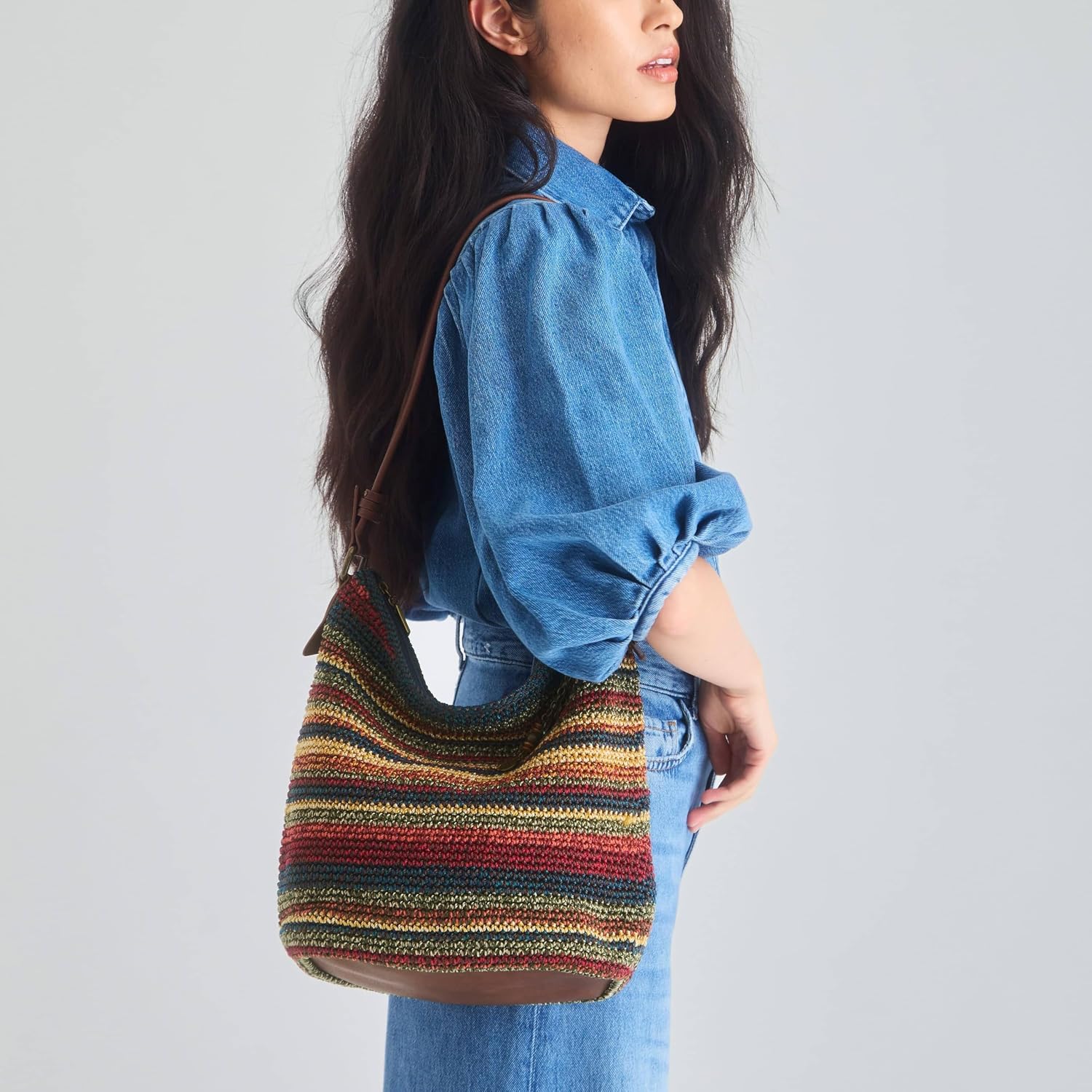 BOLSO HOBO THE SAK SEQUOIA CROCHET GRANDE PARA MUJER RAYAS DEL BOSQUE - 2