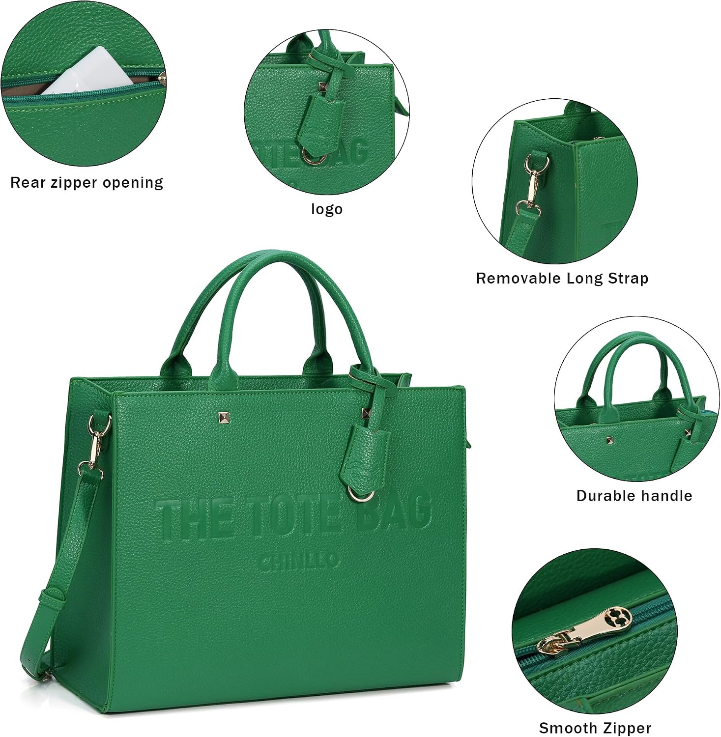 BOLSO TOTE CHINLLO PARA MUJER VERDE GRANO SMALL 4L - 4