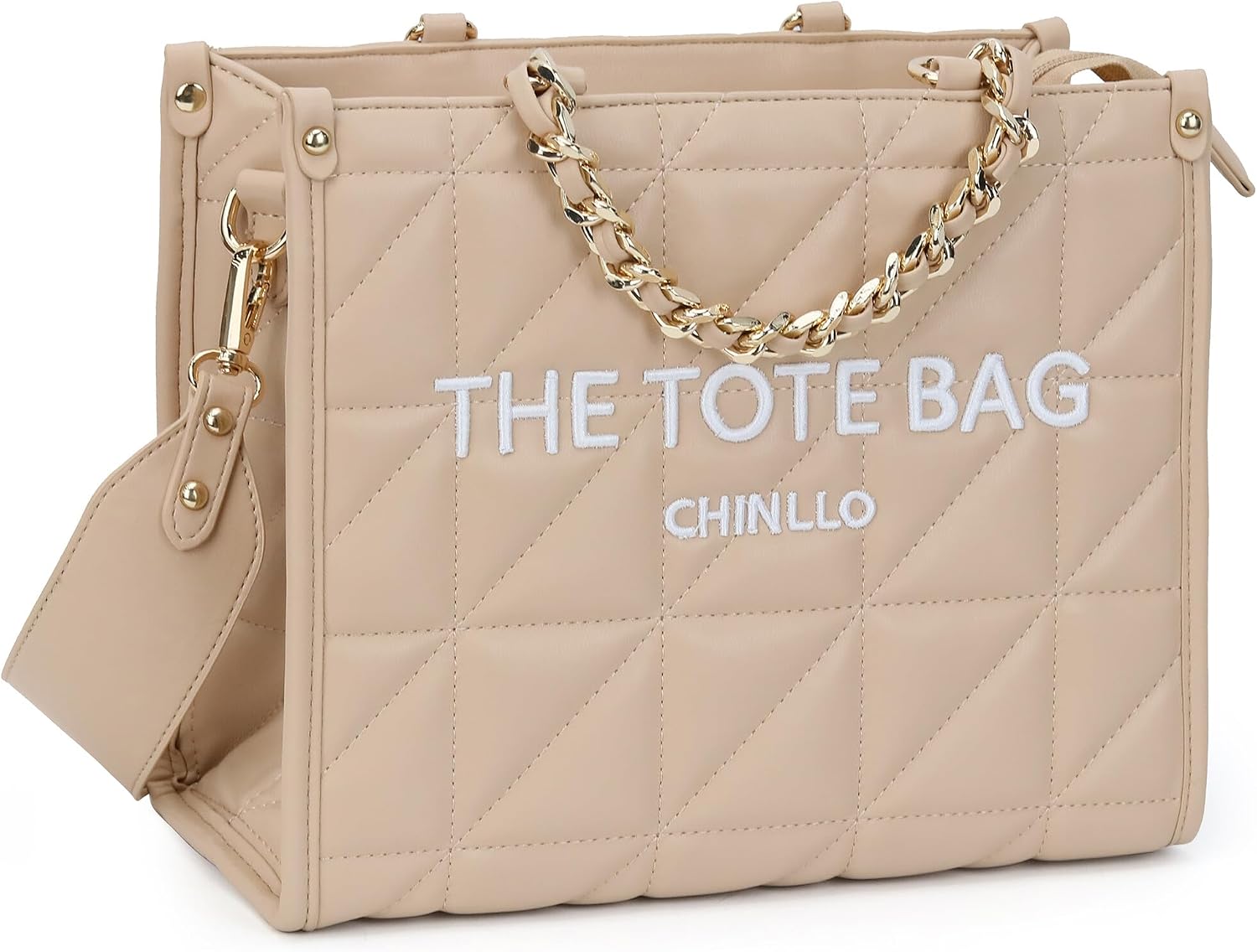 BOLSO TOTE CHINLLO ACOLCHADO CAQUI SMALL 10.7 PULGADAS - 1
