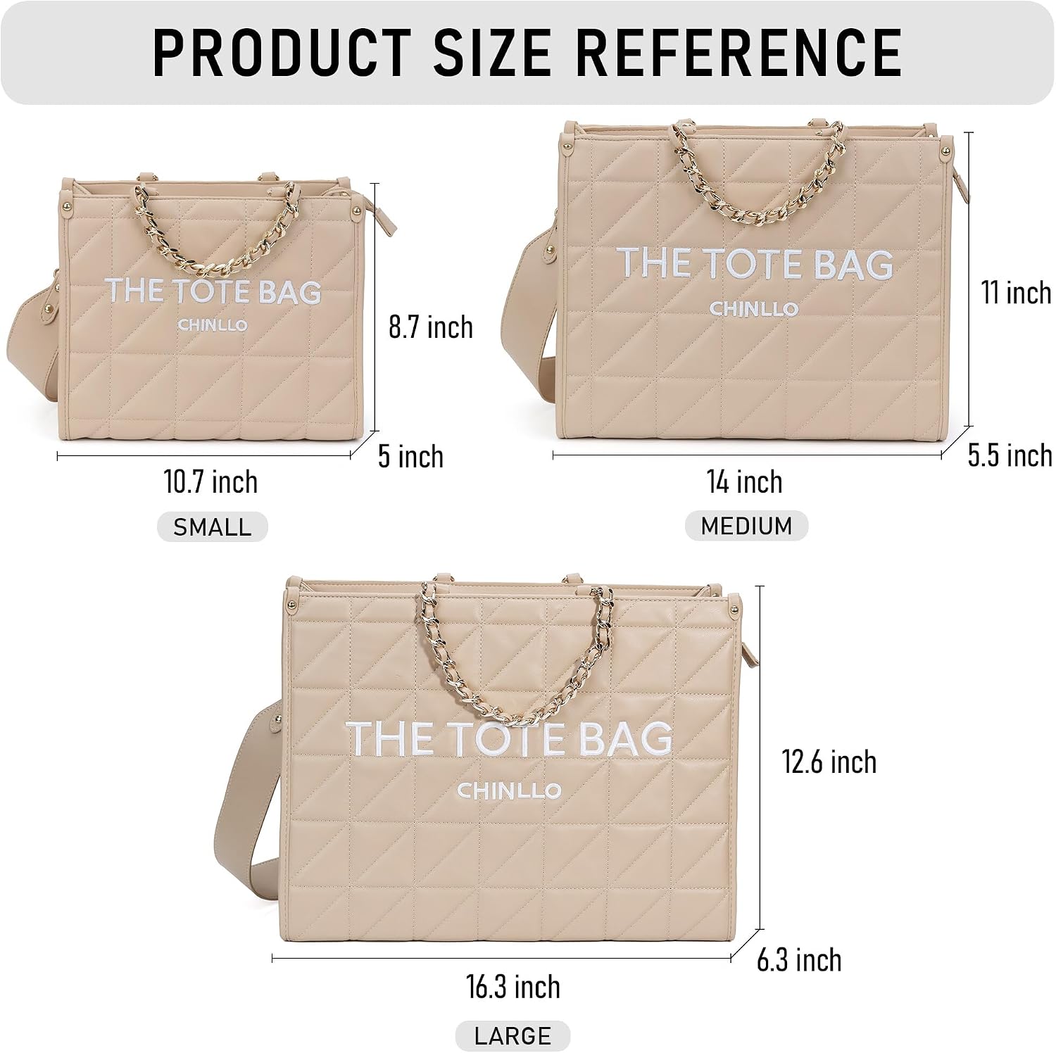 BOLSO TOTE CHINLLO ACOLCHADO CAQUI SMALL 10.7 PULGADAS - 3