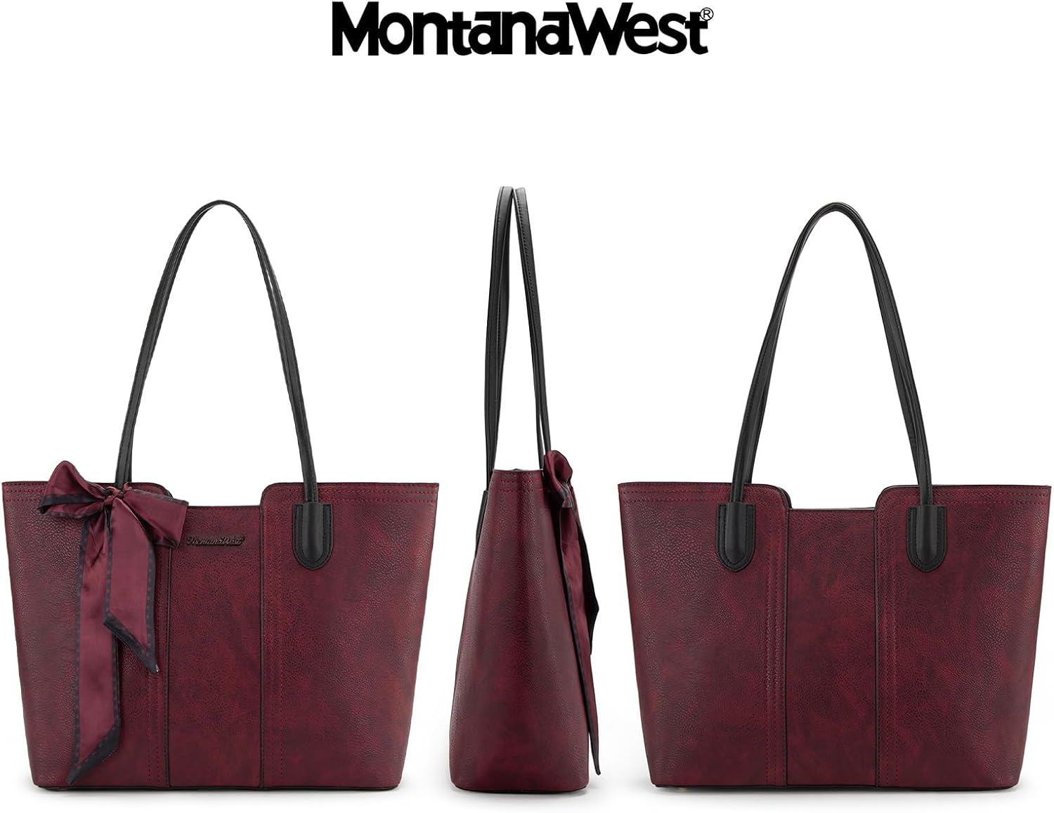 BOLSO TOTE MONTANA WEST DAHILA ROJO CON BUFANDA - 5