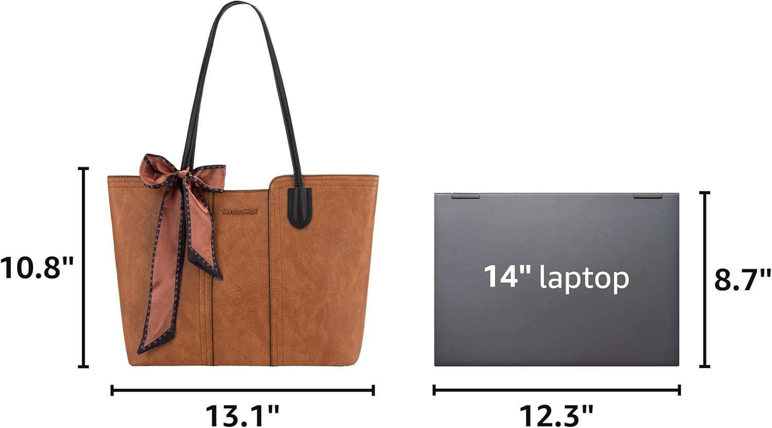 BOLSO TOTE MONTANA WEST ÁMBAR MARRÓN CON BUFANDA - 3