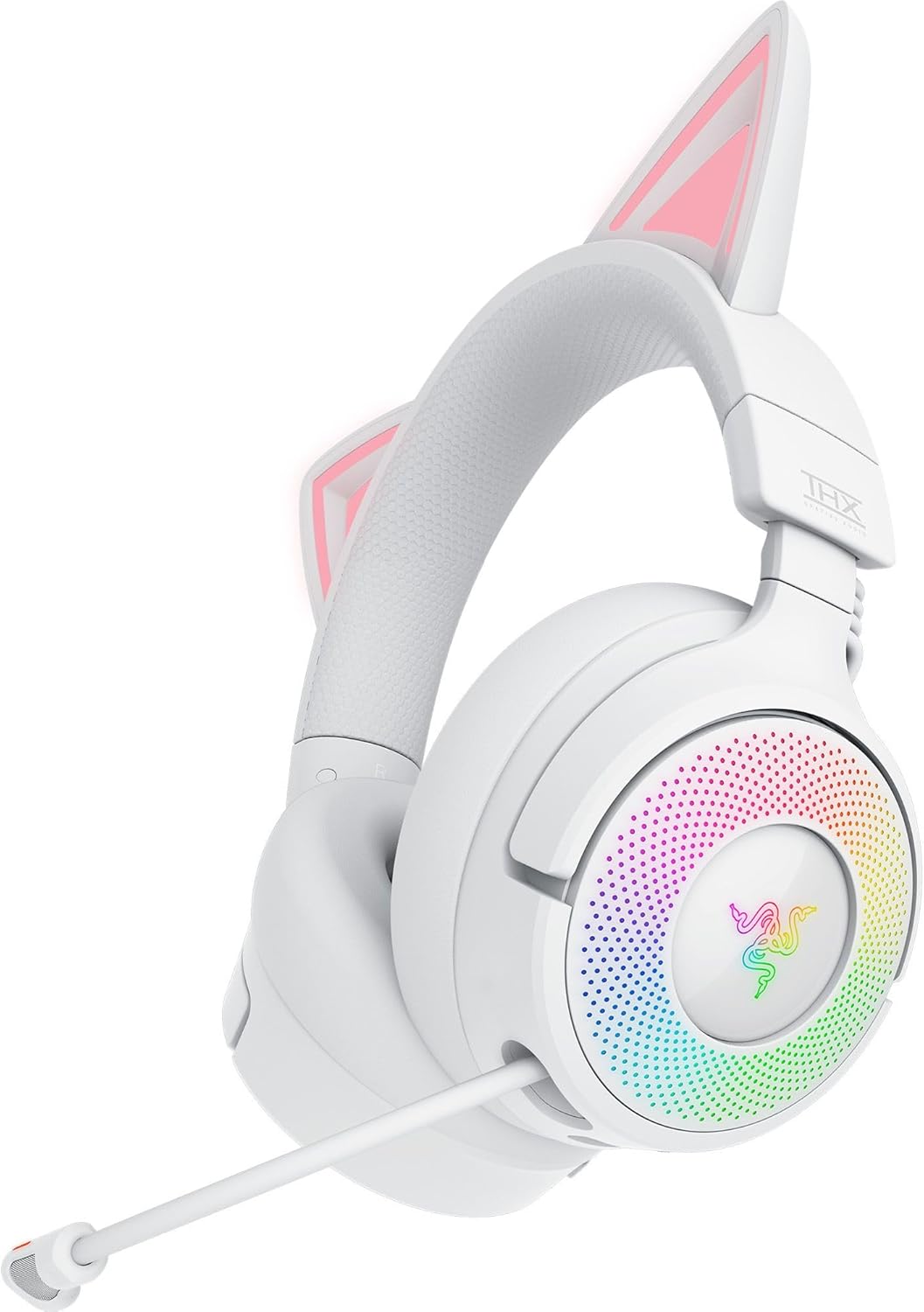 AUDÍFONOS GAMER RAZER KRAKEN KITTY V3 PRO WIRELESS RGB BLANCO