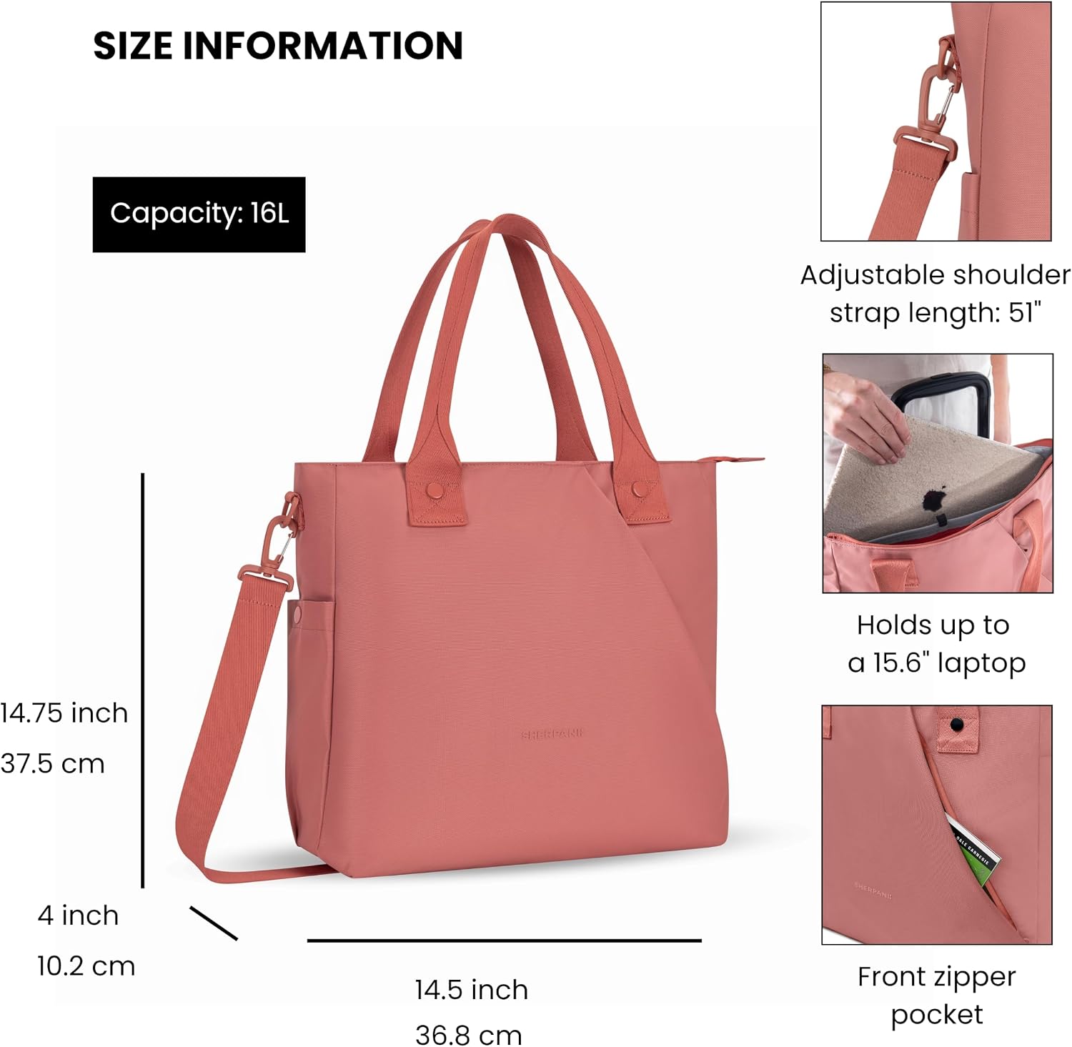 BOLSO TOTE SHERPANI JETSETTER PARA LAPTOP 15.6' - 4