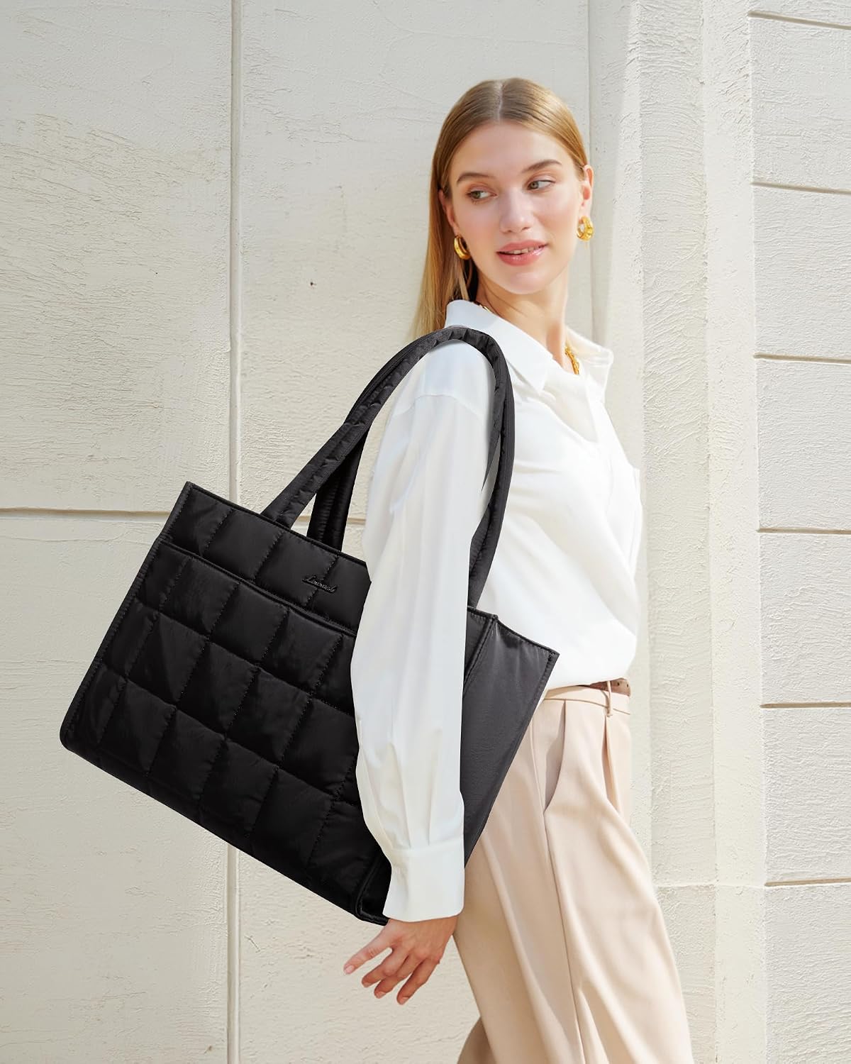 BOLSO TOTE LOVEVOOK PUFFER PARA MUJER 15.6 PULGADAS NEGRO - 2