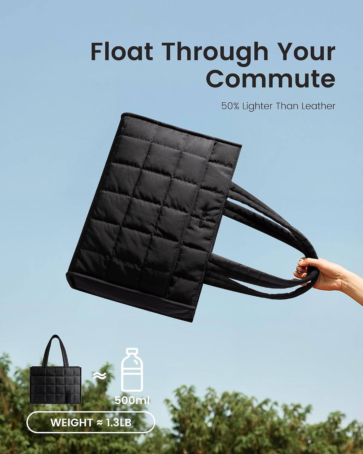 BOLSO TOTE LOVEVOOK PUFFER PARA MUJER 15.6 PULGADAS NEGRO - 5