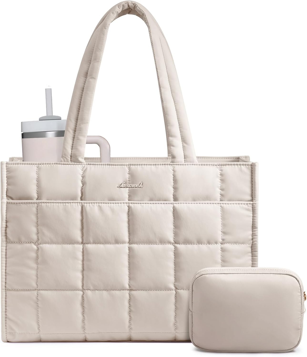 BOLSO TOTE LOVEVOOK PUFFER PARA MUJER 15.6 PULGADAS OFF WHITE - 1