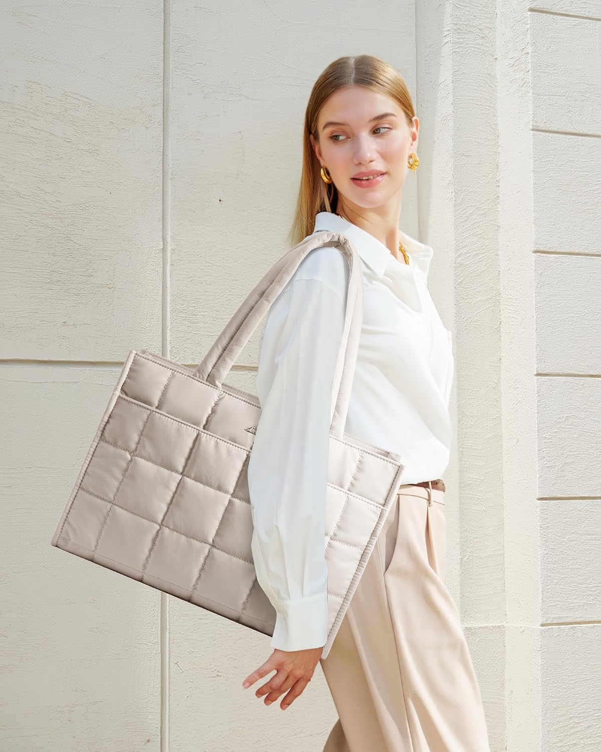 BOLSO TOTE LOVEVOOK PUFFER PARA MUJER 15.6 PULGADAS OFF WHITE - 2