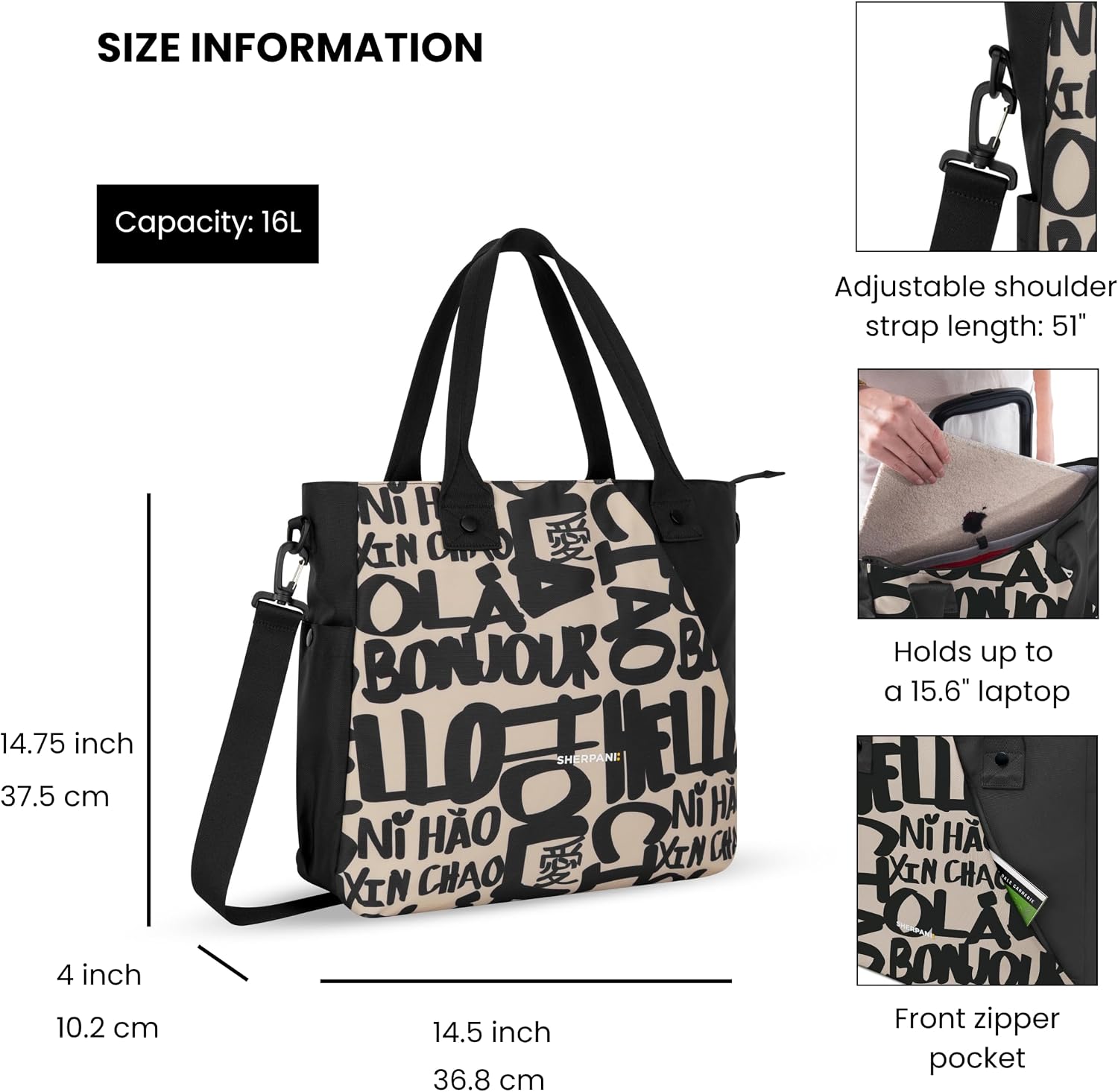 BOLSO TOTE SHERPANI JETSETTER PARA LAPTOP 15.6' - 3