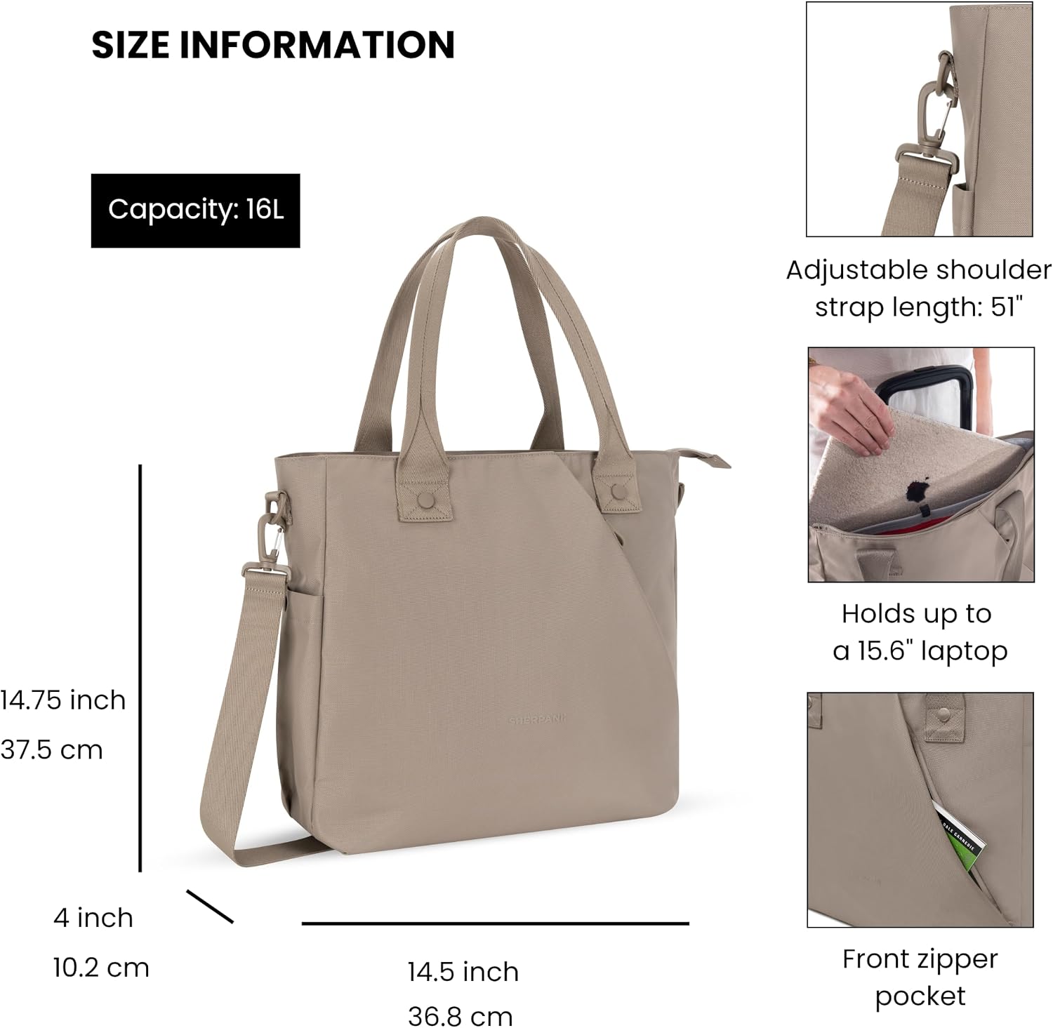 BOLSO TOTE SHERPANI JETSETTER PARA LAPTOP 15.6' - 3