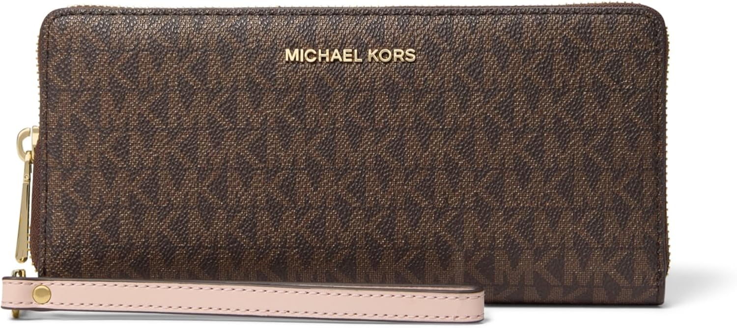CARTERA MICHAEL KORS JET SET TRAVEL CONTINENTAL MARRÓN Y ROSADO - 1