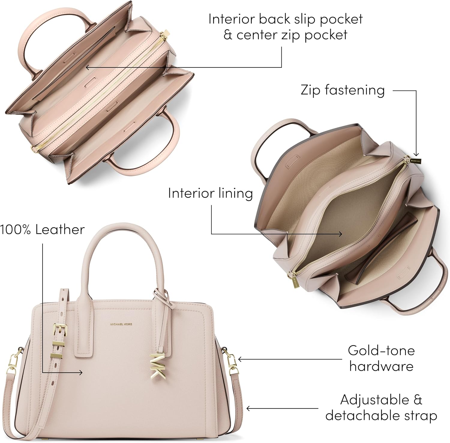 BOLSO SATCHEL MICHAEL KORS LAILA MEDIANO MUJER - 5