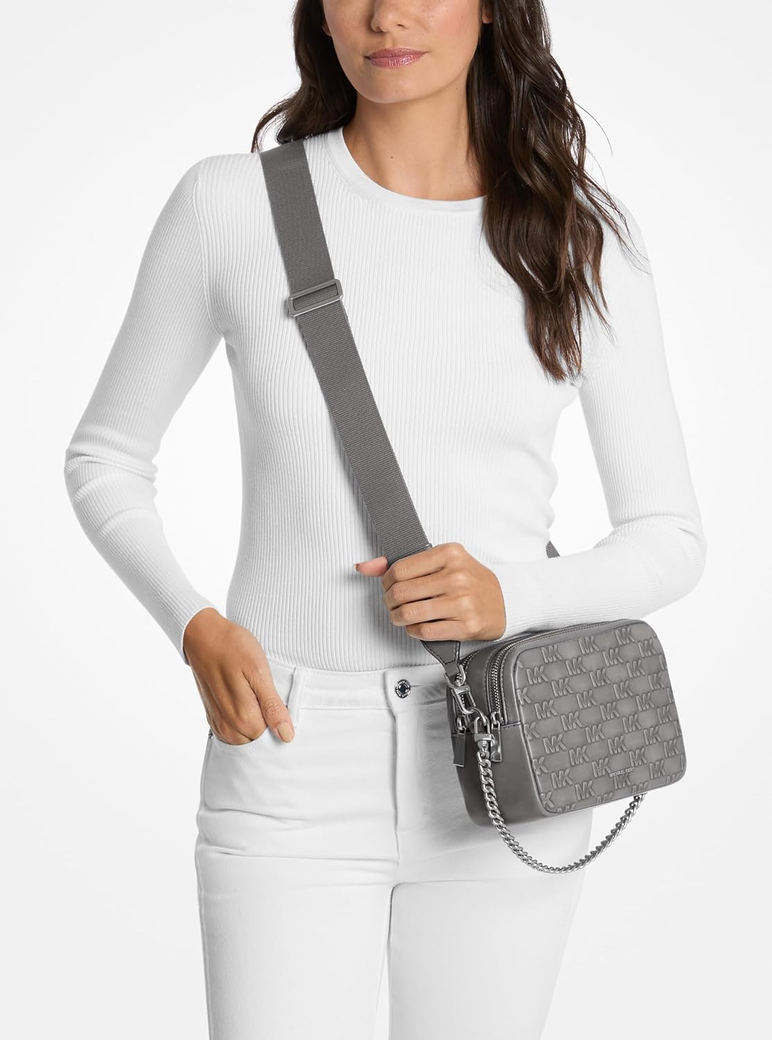 BOLSO CRUZADO MICHAEL KORS BRYANT MEDIANO CON DOBLE CIERRE Y CADENA - 3