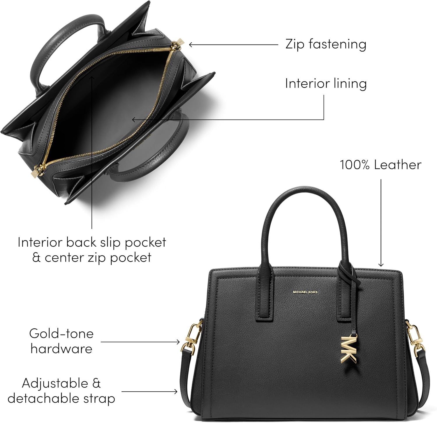 BOLSO SATCHEL MICHAEL KORS LAILA MEDIANO MUJER - 5