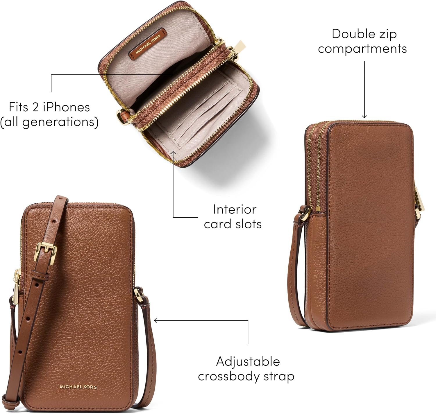 BOLSO CRUZADO PEQUEÑO MICHAEL KORS JET SET DOBLE CIERRE PARA TELÉFONO - 5