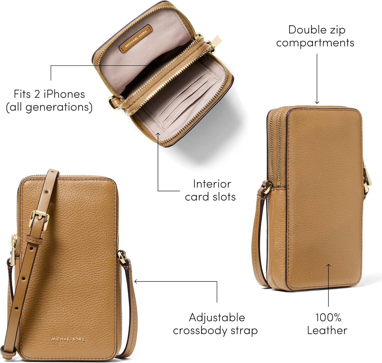 BOLSO CRUZADO PEQUEÑO MICHAEL KORS JET SET DOBLE CIERRE PARA TELÉFONO - 5