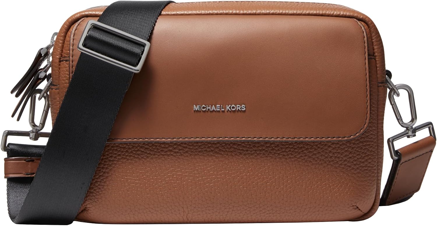 BOLSO CRUZADO UNISEX MICHAEL KORS HUDSON DE CUERO GRANEADO - 1