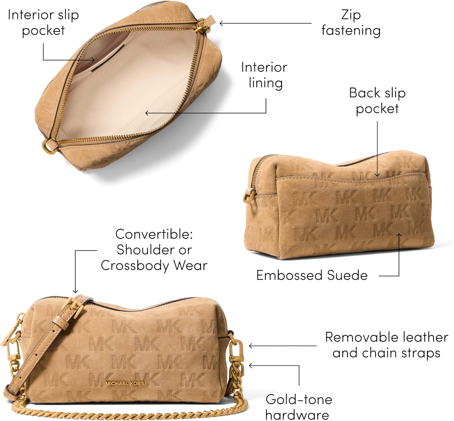 BOLSO CRUZADO PEQUEÑO MICHAEL KORS BRYANT CON CADENA PARA MUJER - 5
