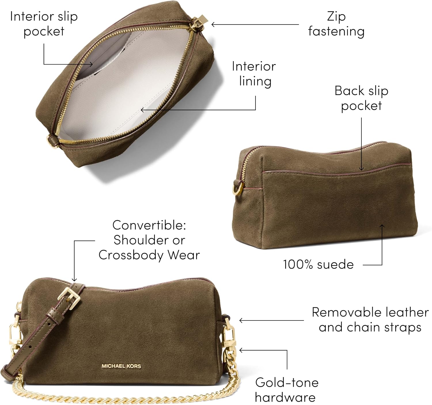 BOLSO CRUZADO PEQUEÑO MICHAEL KORS BRYANT CON CADENA PARA MUJER - 5