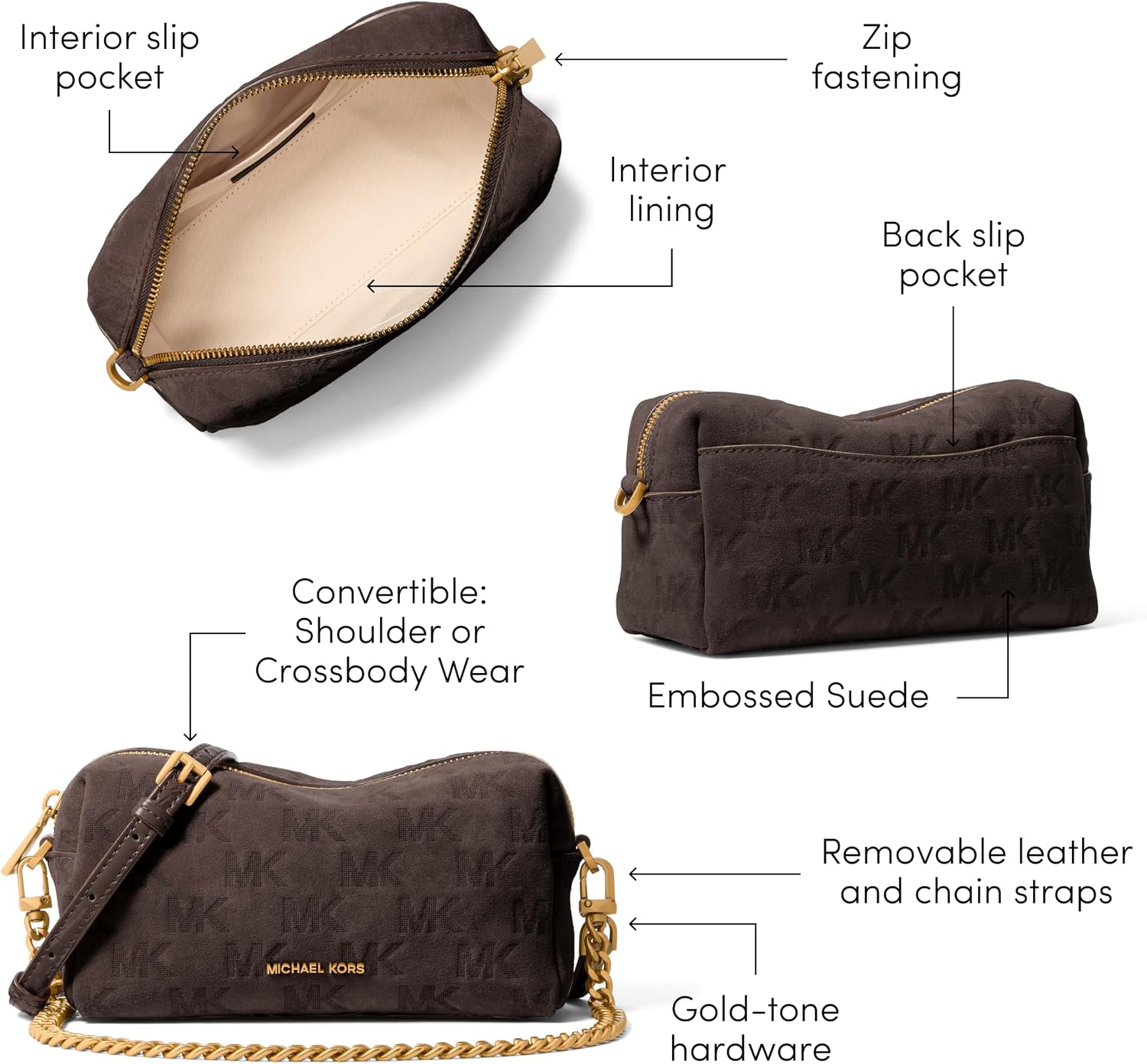 BOLSO CRUZADO PEQUEÑO MICHAEL KORS BRYANT CON CADENA PARA MUJER - 5