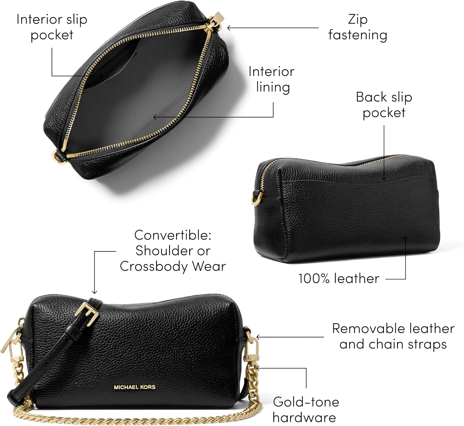 BOLSO CRUZADO PEQUEÑO MICHAEL KORS BRYANT PARA MUJER CON CADENA - 5