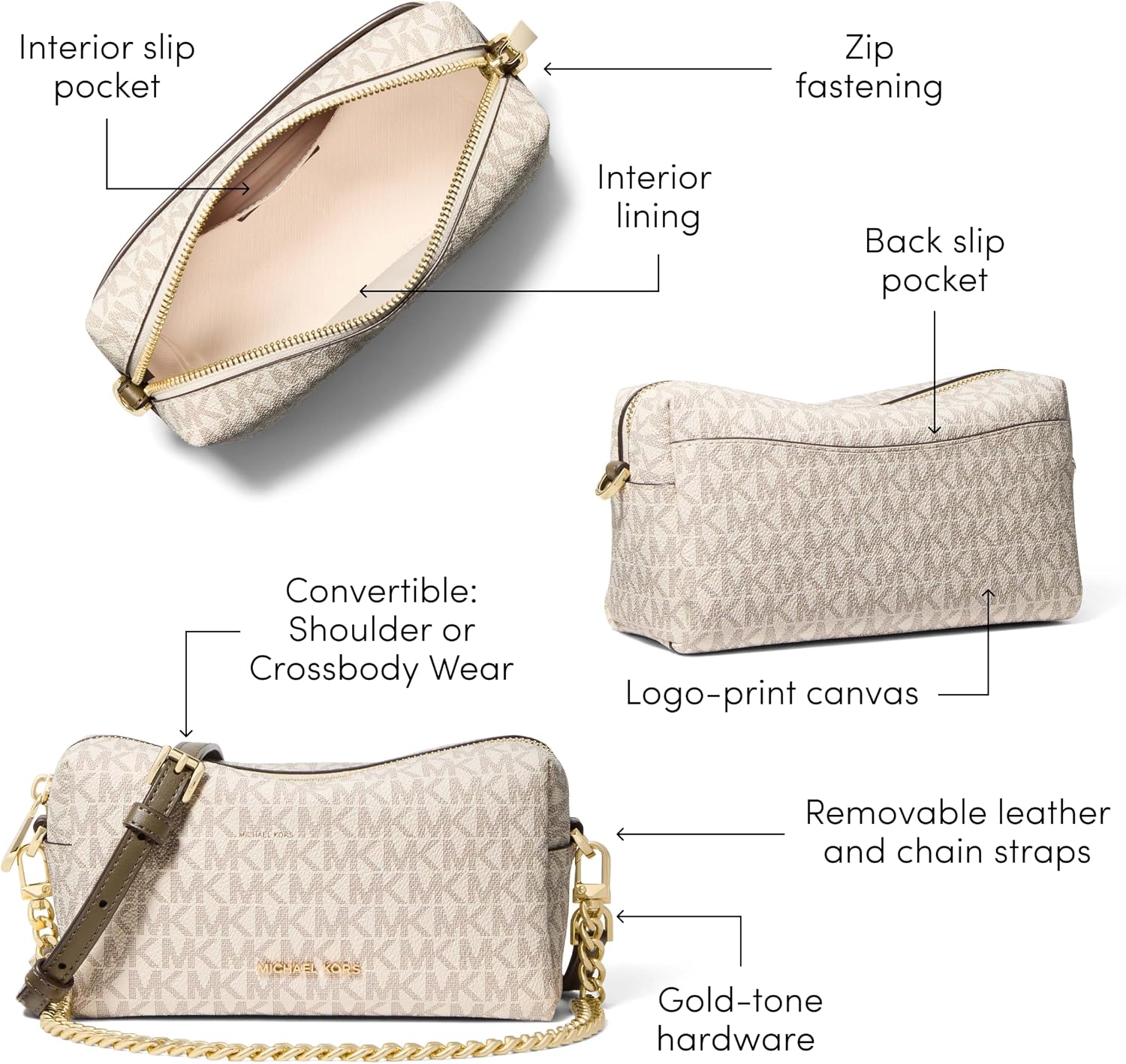 BOLSO CRUZADO PEQUEÑO MICHAEL KORS BRYANT CON CADENA PARA MUJER - 5