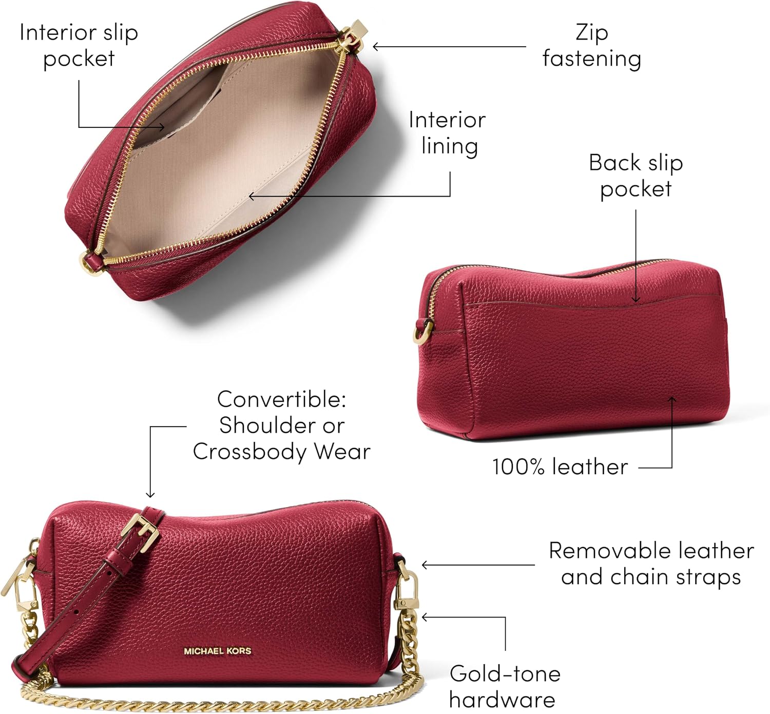 BOLSO CRUZADO PEQUEÑO MICHAEL KORS BRYANT CON CADENA PARA MUJER - 5
