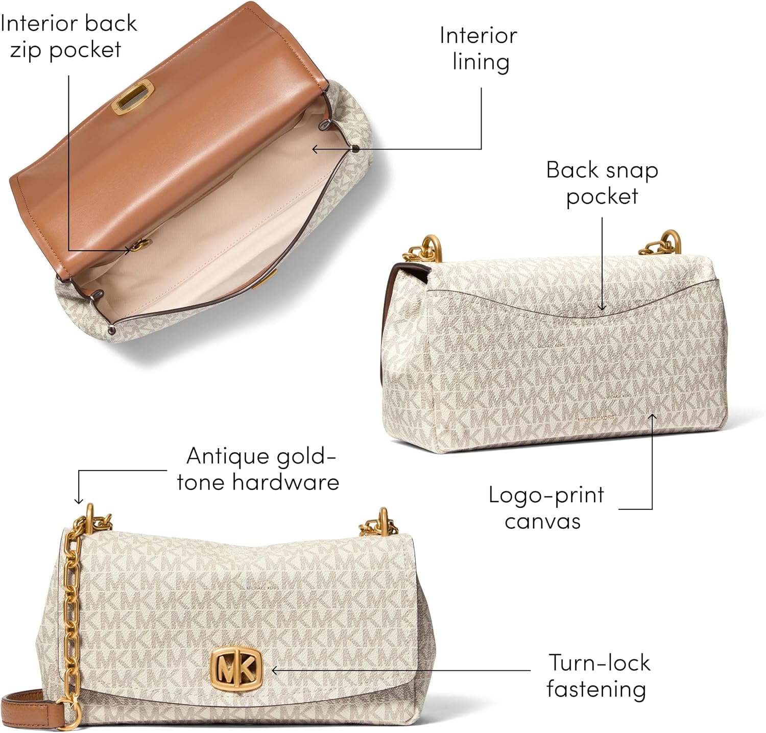 BOLSO PARA MUJER MICHAEL KORS BRYANT SMALL TURNLOCK CONVERTIBLE CHAIN SHOULDER BAG - 5