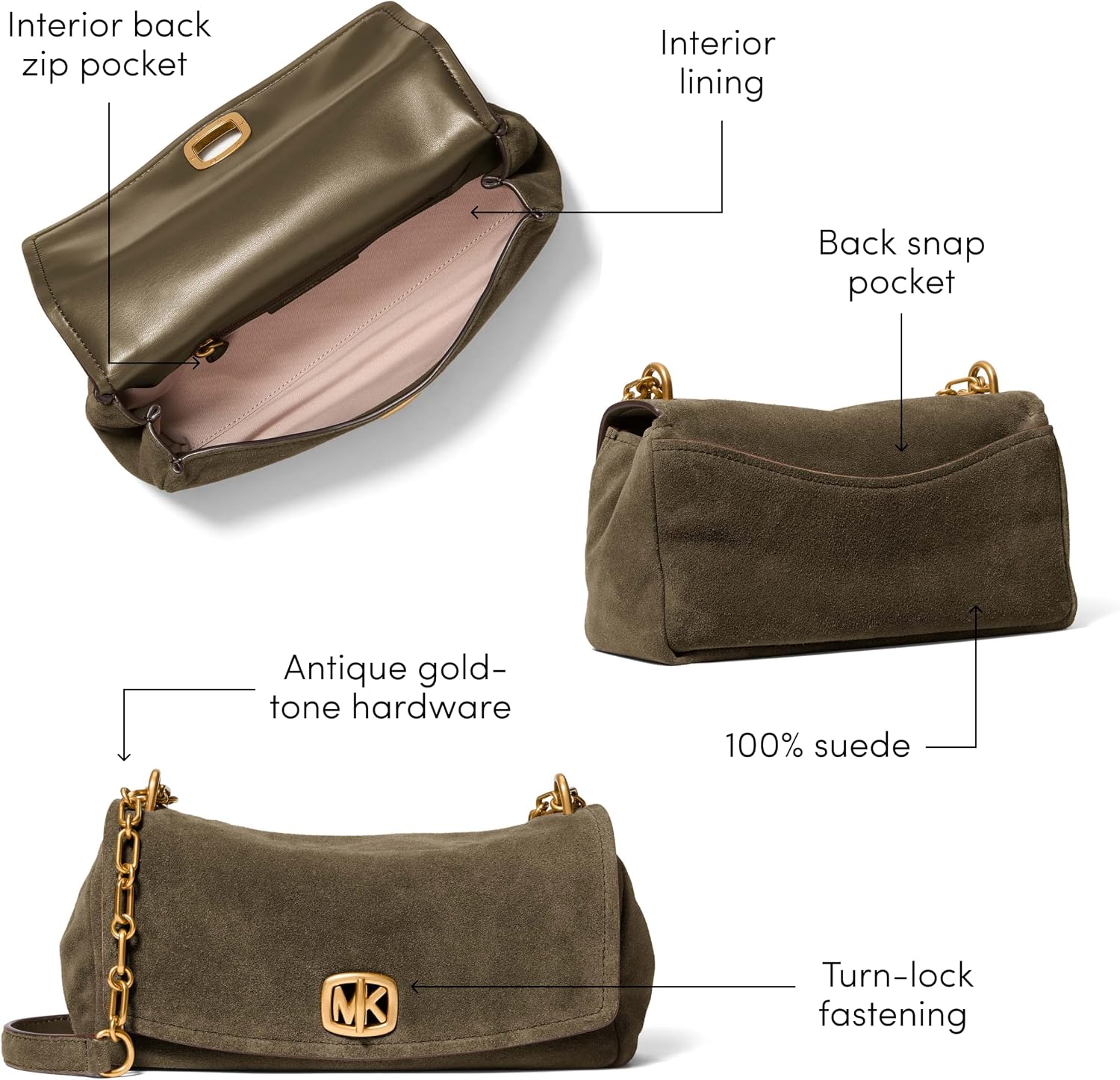 BOLSO PARA MUJER MICHAEL KORS BRYANT SMALL TURNLOCK CONVERTIBLE CHAIN SHOULDER BAG - 5