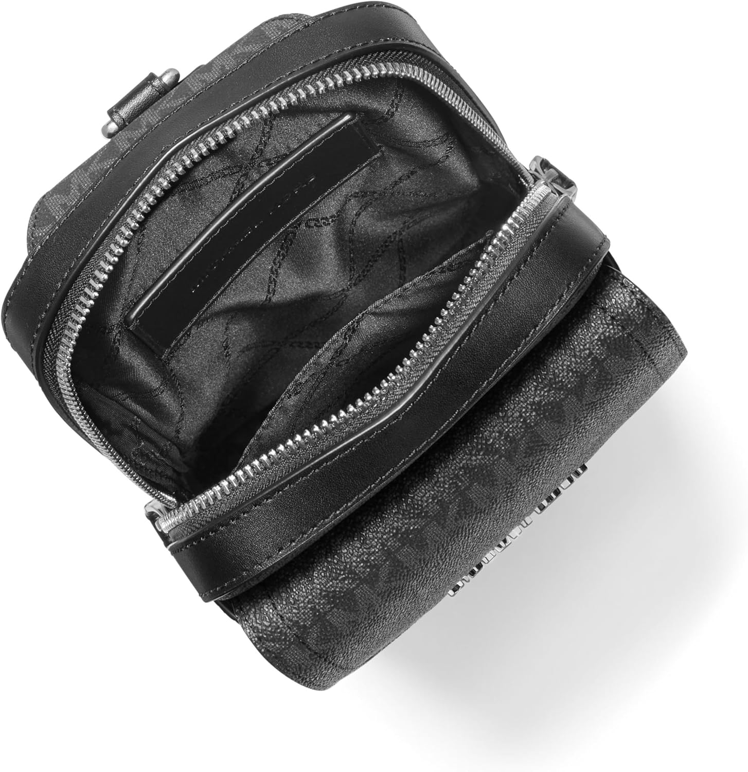 BOLSO CRUZADO MICHAEL KORS HUDSON MEDIANO CON SOLAPA Y LOGO MK, NEGRO - 2