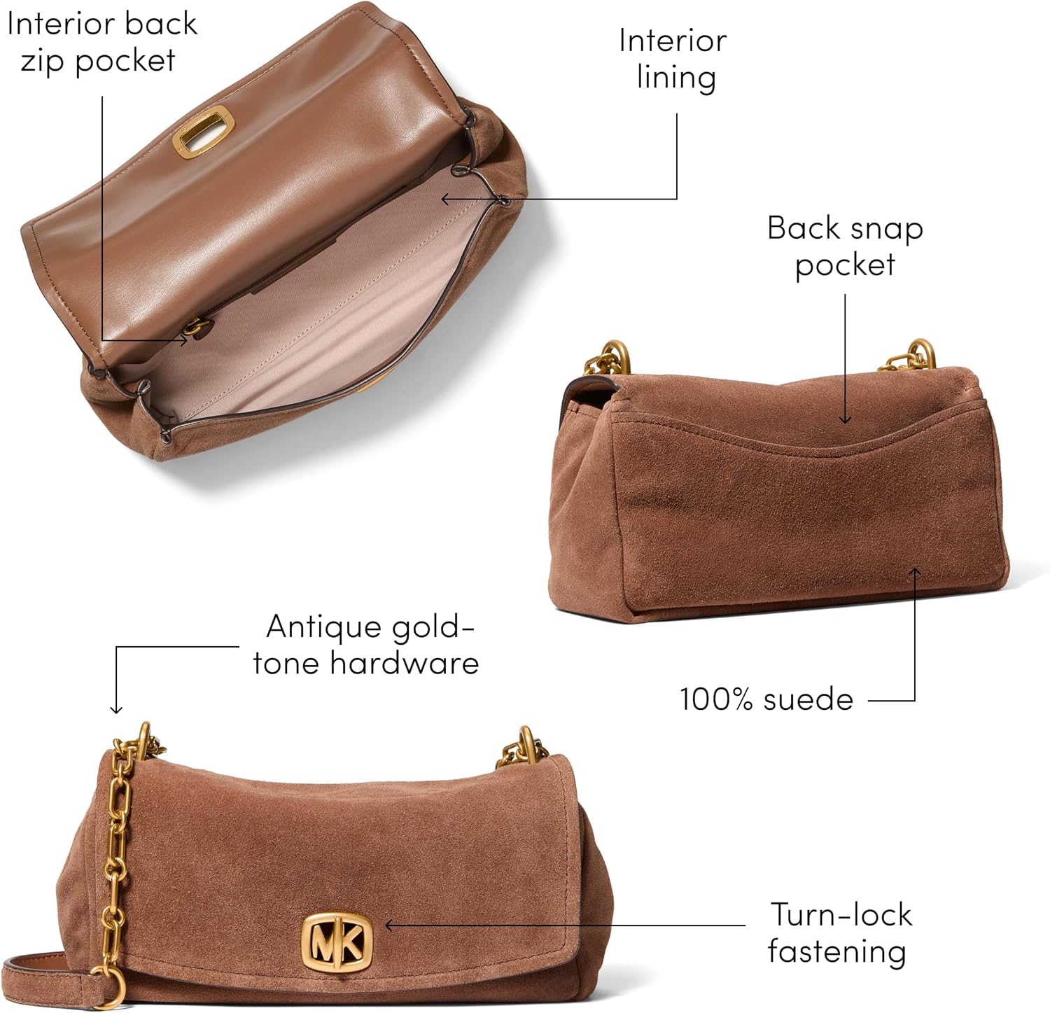 BOLSO PARA MUJER MICHAEL KORS BRYANT SMALL TURNLOCK CONVERTIBLE CHAIN SHOULDER BAG - 5