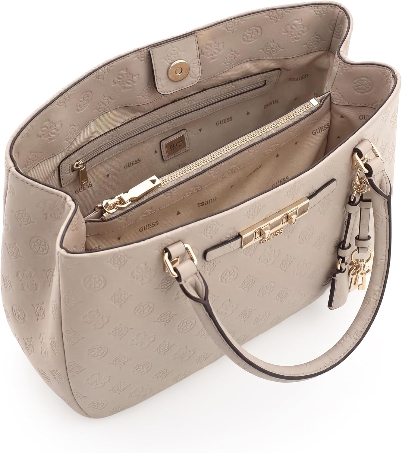 BOLSO SATCHEL GUESS CARMELLA TAUPE - 5