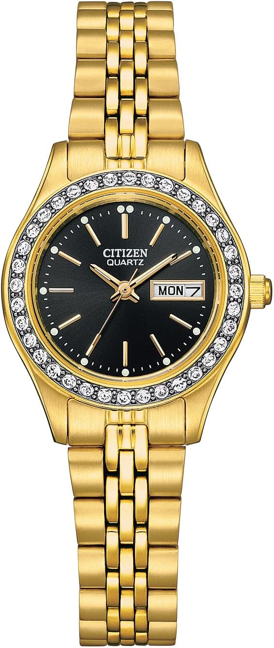 RELOJ DE PULSERA CITIZEN PARA MUJER CON PULSERA DE ACERO INOXIDABLE DORADO Y CRISTALES - 1
