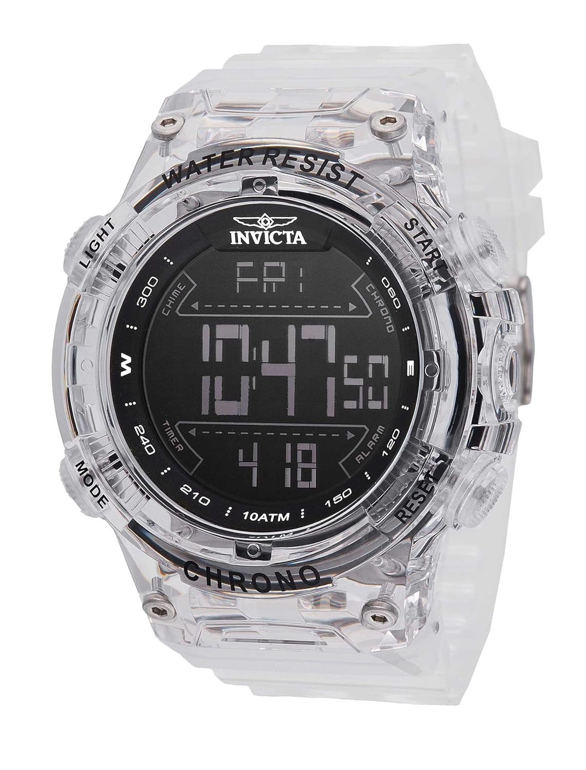 RELOJ DE PULSERA INVICTA RACING HOMBRE 52MM PLÁSTICO BLANCO CON ESFERA NEGRA DIGITAL - 1